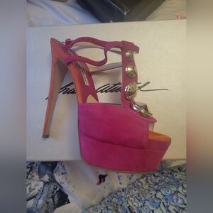 Brian Atwood Studded Suede Sandal